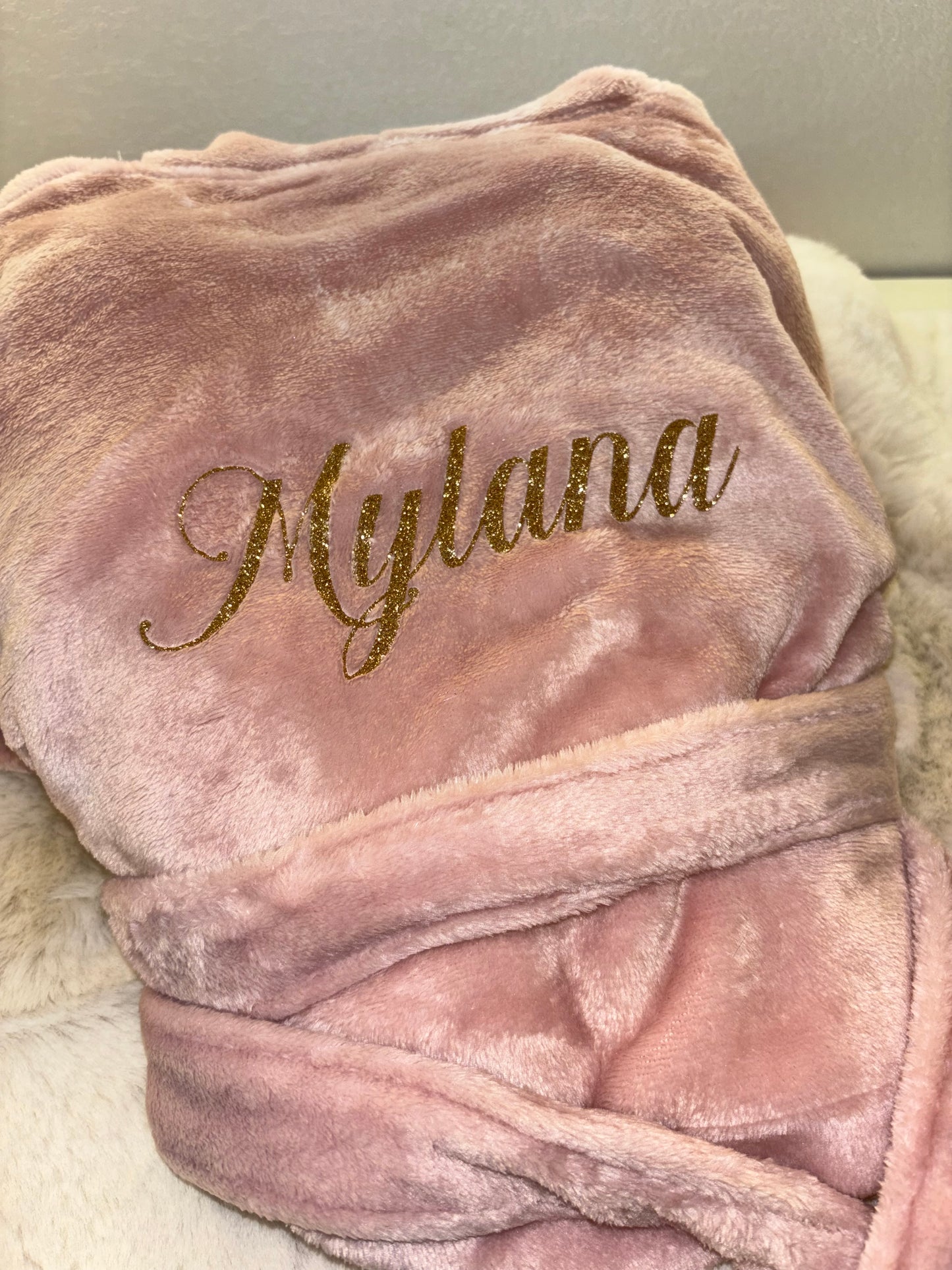 Peignoir polaire rose personnalisé