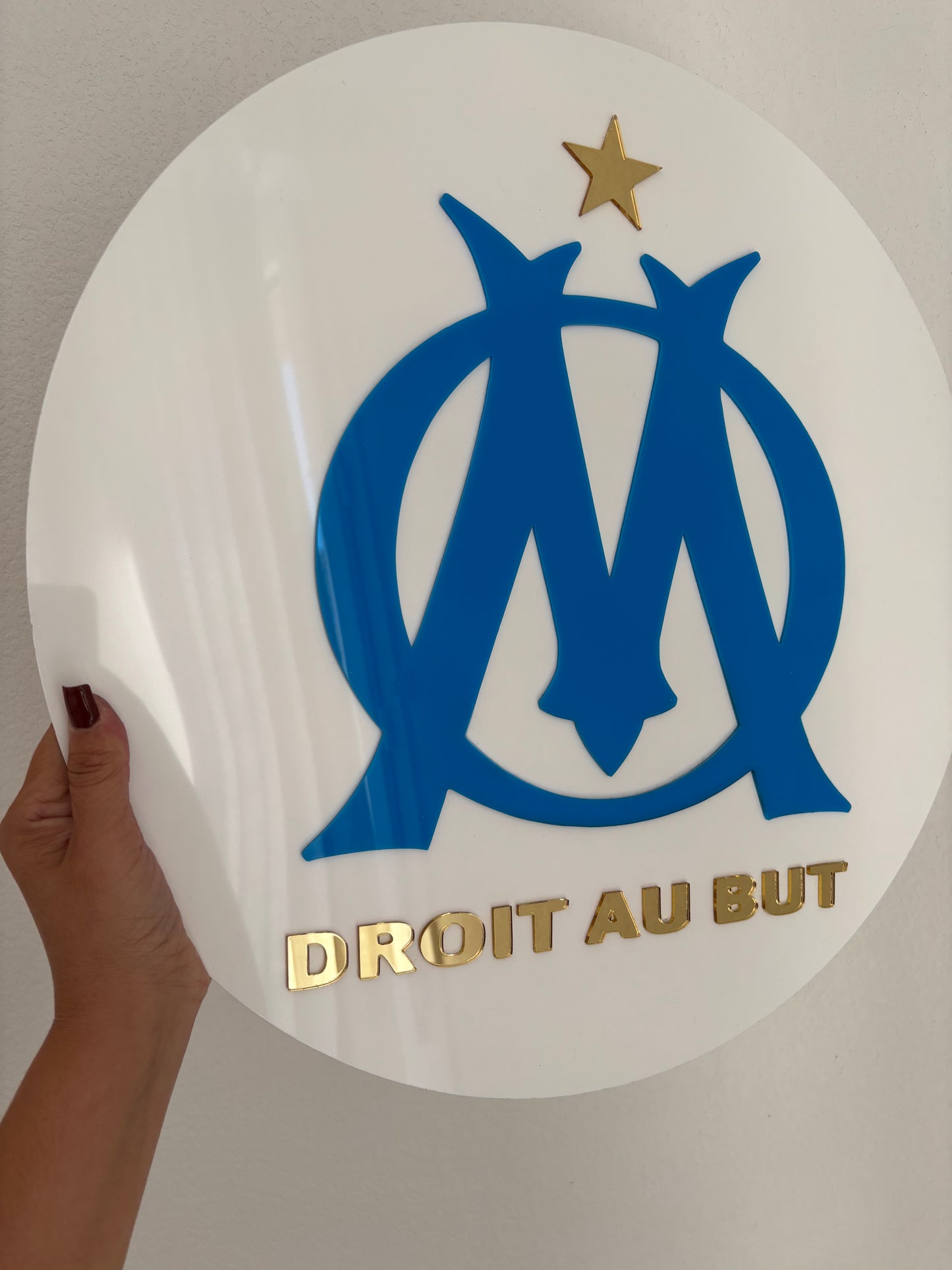 Plaque en plexiglas Olympique de Marseille – Déco OM personnalisée