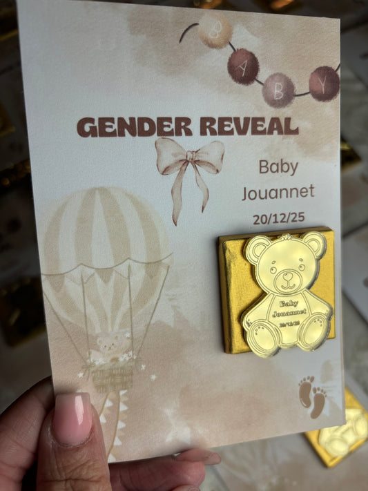 Lot de 10 cartes invités Gender Reveal
