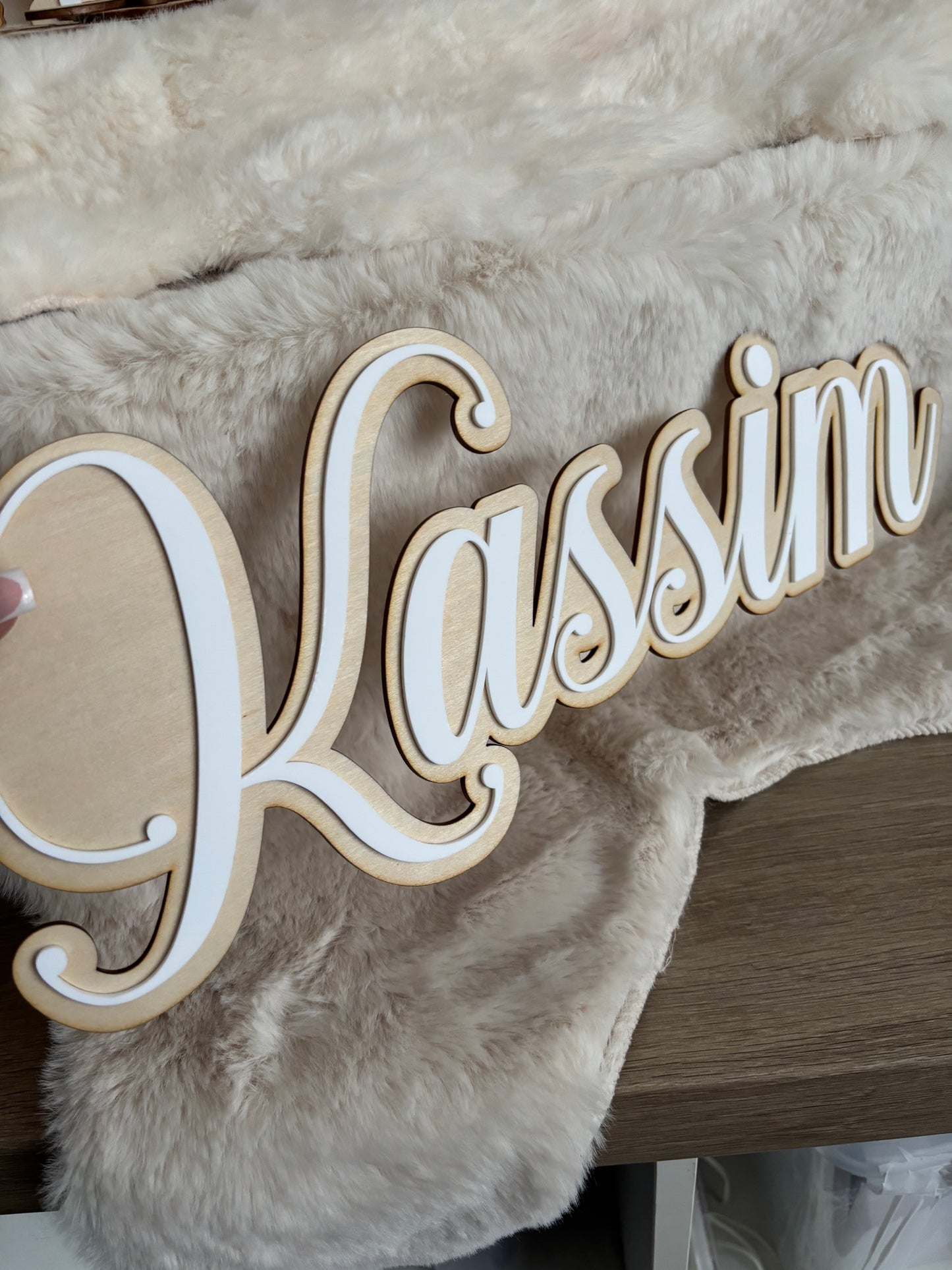 Prénom enfant personnalisé en bois et plexiglas – Décoration chambre bébé ou cadeau naissance