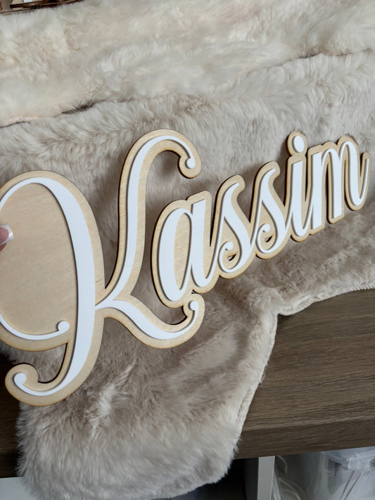 Prénom enfant personnalisé en bois et plexiglas – Décoration chambre bébé ou cadeau naissance