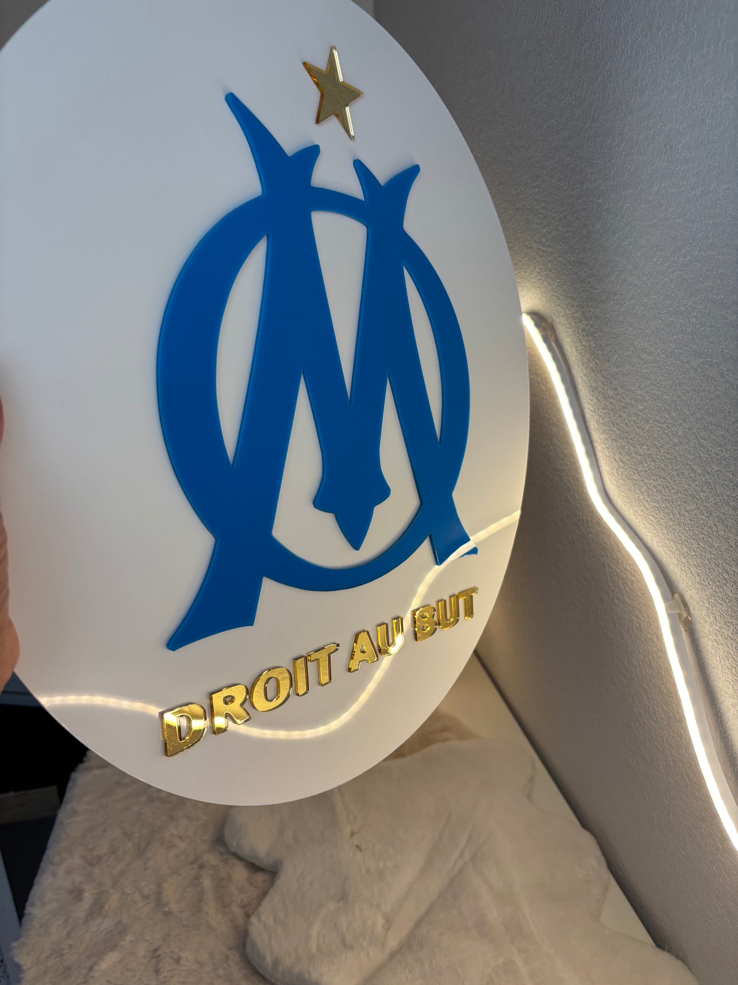 Plaque en plexiglas Olympique de Marseille – Déco OM personnalisée