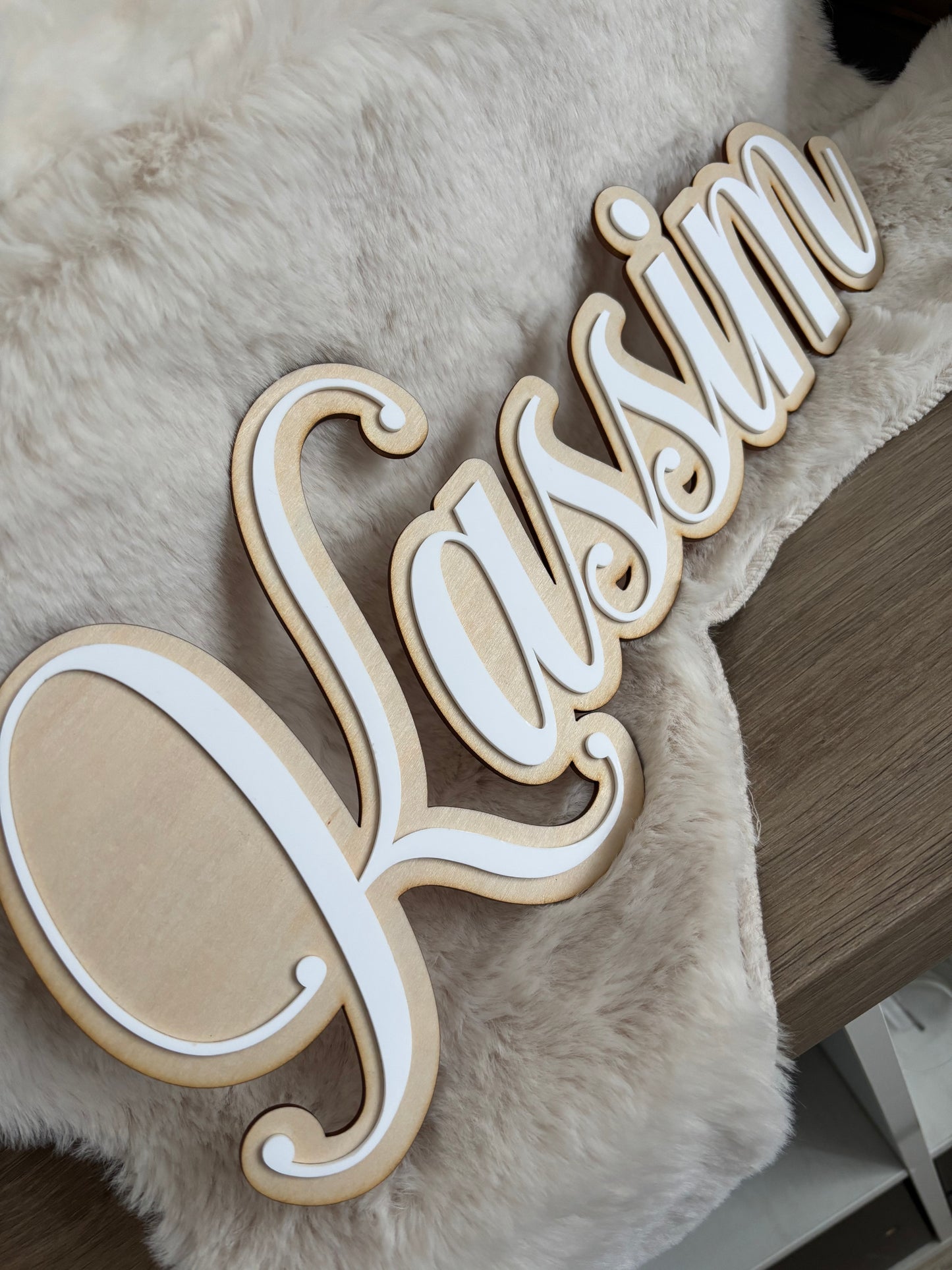 Prénom enfant personnalisé en bois et plexiglas – Décoration chambre bébé ou cadeau naissance