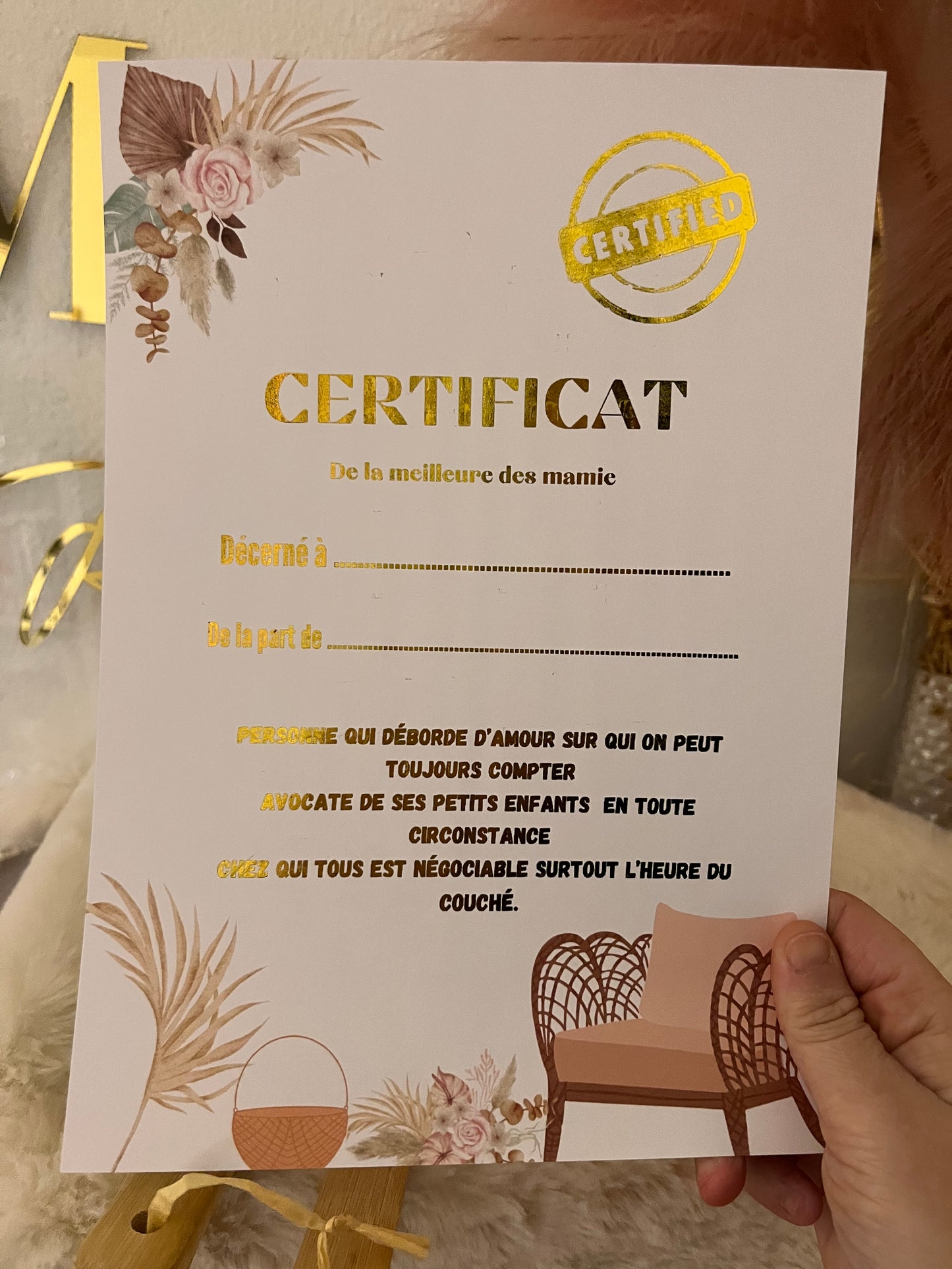 Certificat de la meilleure mamie