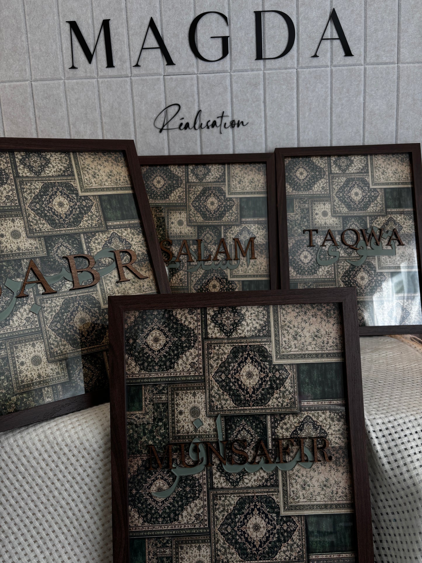Tableau sabr bois et plexi vert