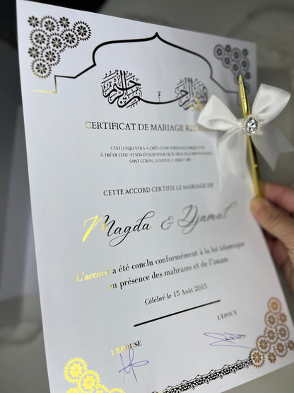 Certificat de mariage religieux (nikah)