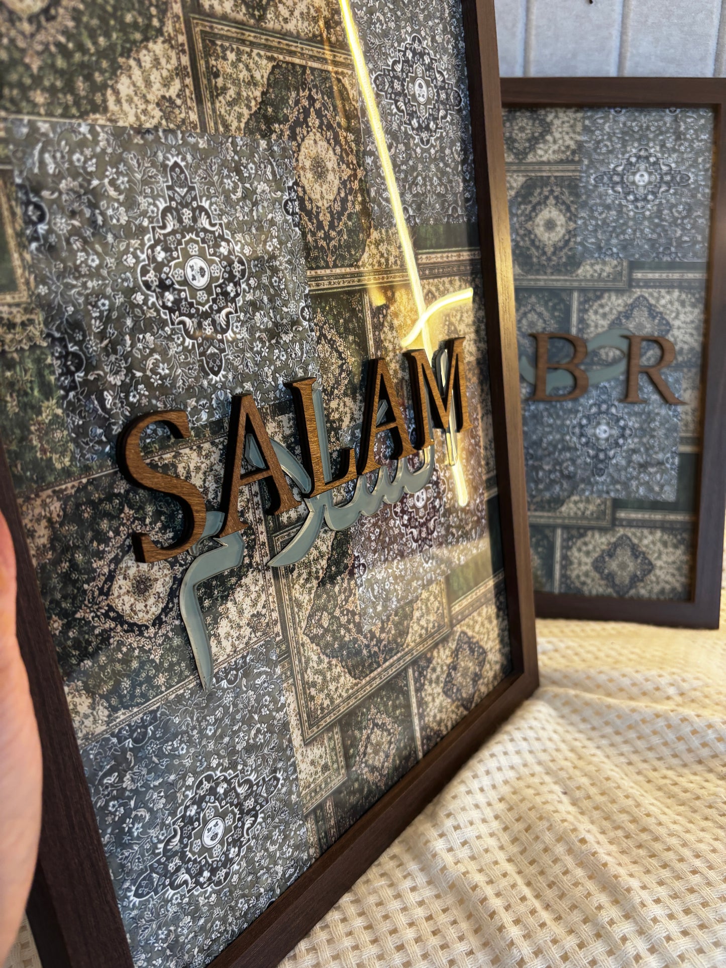 Tableau sabr bois et plexi vert