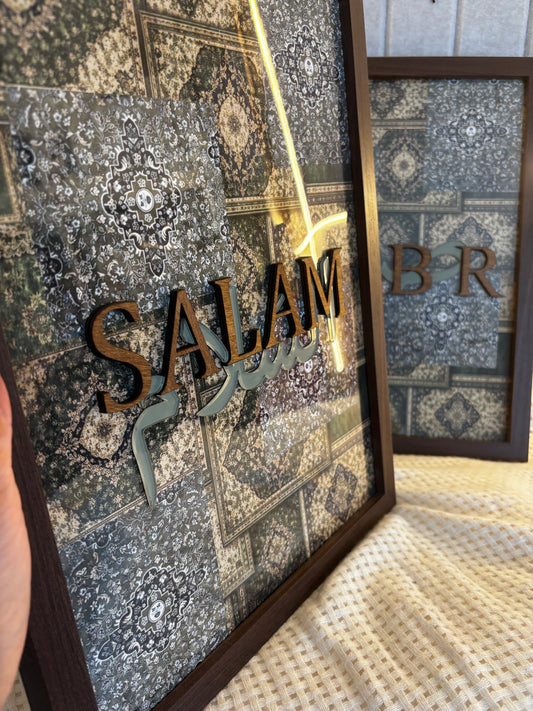 Tableau sabr bois et plexi vert