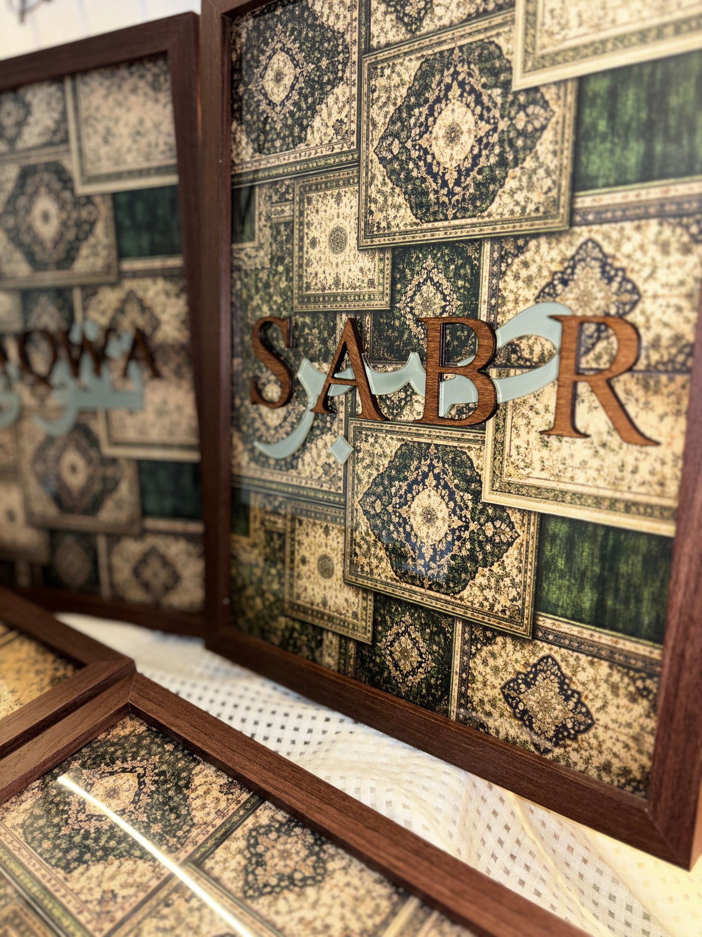 Tableau sabr bois et plexi vert