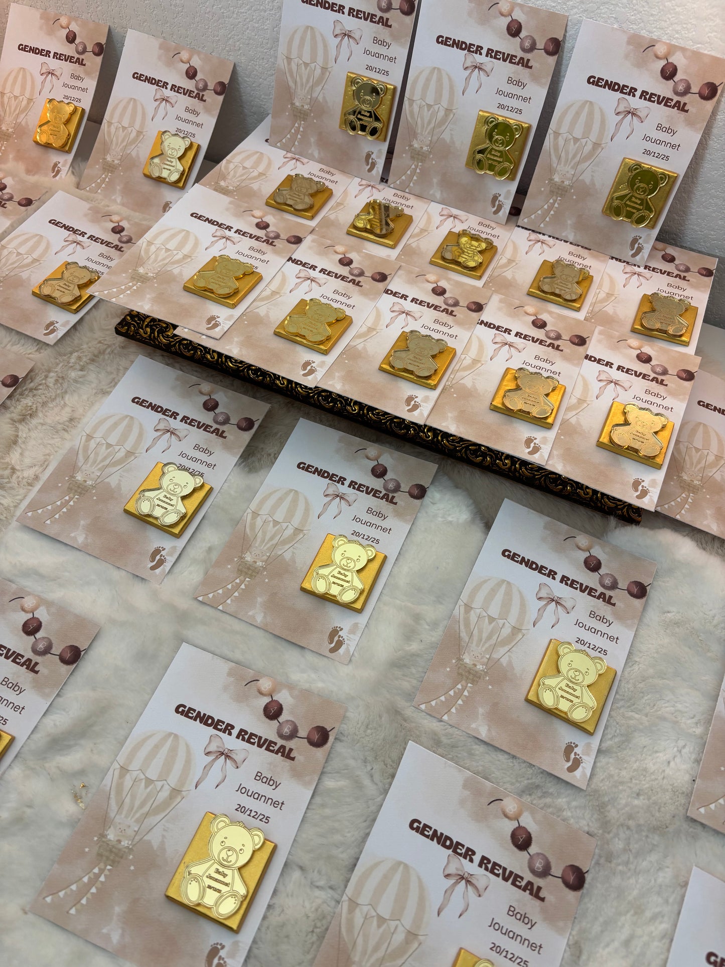 Lot de 10 cartes invités Gender Reveal