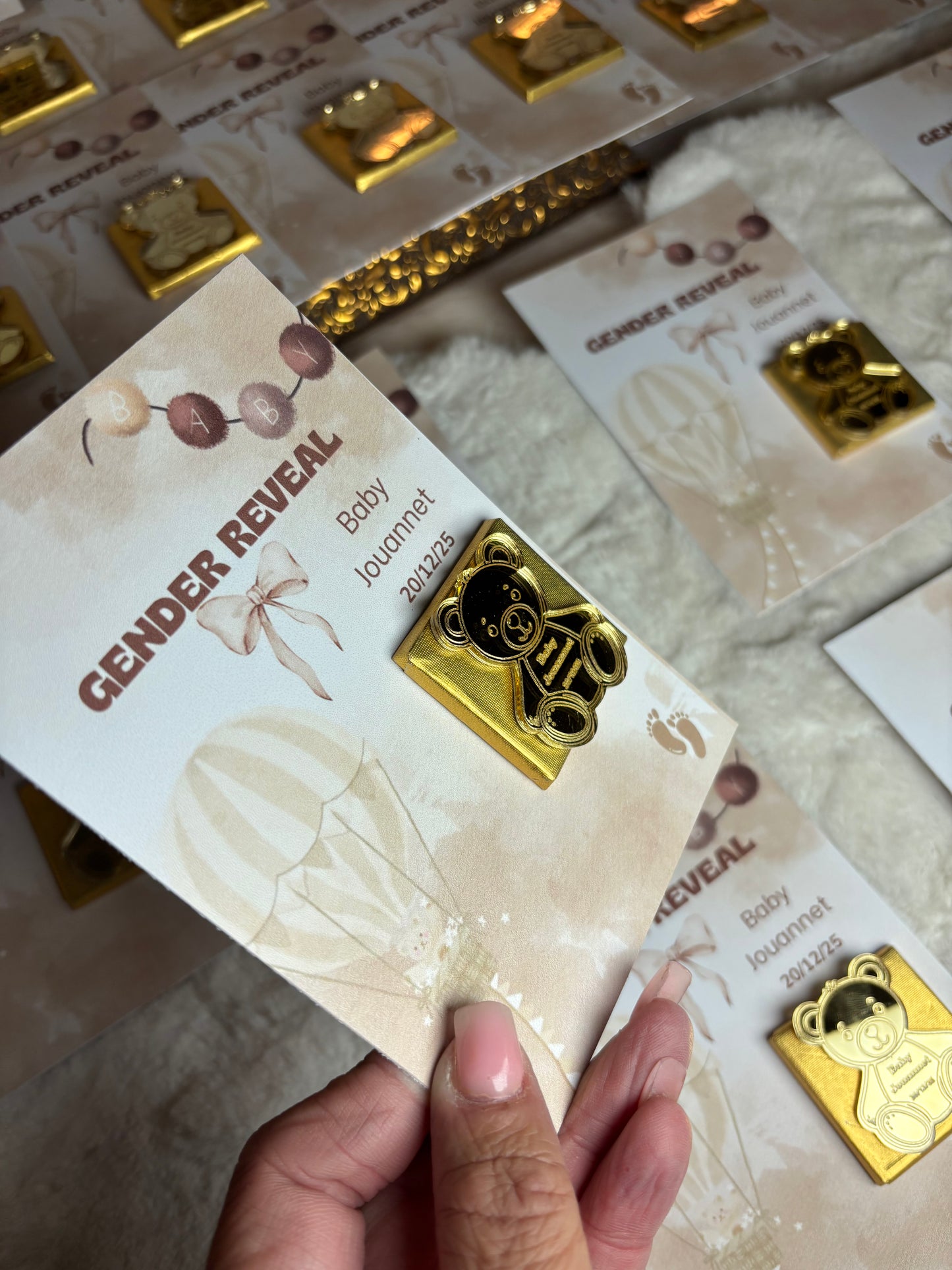 Lot de 10 cartes invités Gender Reveal